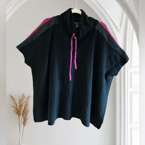 NWT TAHARI Cashmere Merino Wool Blend Black Poncho Cape Sweater One Size‎